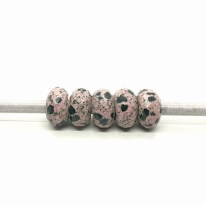 5Pc, Natural Dalmatian Jasper European Style Classic Beads, Rondelle Faceted Jasper Beads, Jasper Beads For Charms/Bracelet/Necklace, 14X8MM