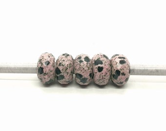 5Pc, Natural Dalmatian Jasper European Style Classic Beads, Rondelle Faceted Jasper Beads, Jasper Beads For Charms/Bracelet/Necklace, 14X8MM