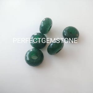 Natural Green Aventurien Gemstone Fancy Stylist Rondelle Big Hole Loose Beads 5 Pcs 14X8 MM 5 MM hole