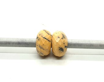 2Pc,Natural Green Jasper European Style Classic Beads,Rondelle Shape Faceted Jasper Beads,Jasper Cut Bead For Charms/Bracelet/Pendant,14X8MM