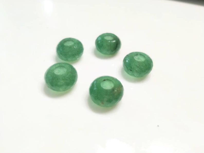 Natural Green Strawberry Quartz Gemstone Fancy Stylist Rondelle Big Hole Loose Beads 5 Pcs 14X8 MM 5 MM hole