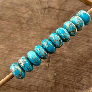 Natural Copper Blue Turquoise Fancy Stylist Rondelle Big Hole Loose Beads 1 Pcs 14X8 MM 5 MM hole image 5