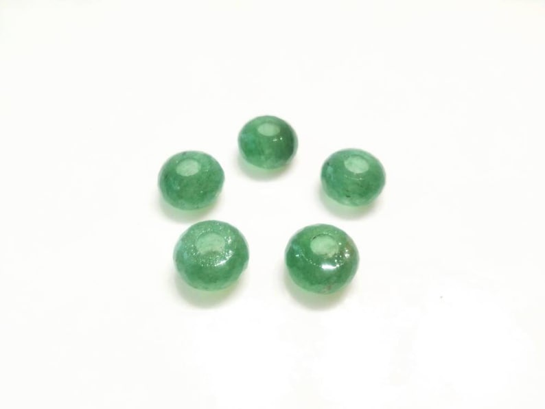 Natural Green Strawberry Quartz Gemstone Fancy Stylist Rondelle Big Hole Loose Beads 5 Pcs 14X8 MM 5 MM hole