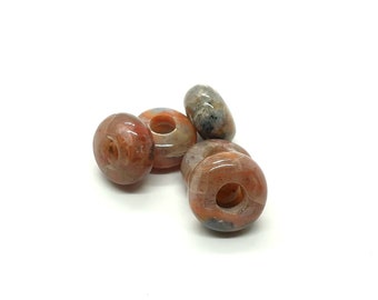 5Pcs, Natural Crazy Lace Agate European Style Spacer Beads, Rondelle Shape Smooth Lace Agate Beads, Lace Agate For Charms/Bracelet, 14X8MM