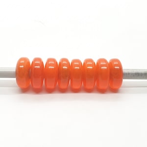 9Pc, Orange Jade European Style Spacer Beads, Rondelle Shape Smooth Orange Jade Beads, Orange Jade Beads For Charms/Bracelet/Necklace,14X6MM
