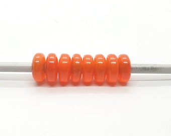 9Pc, Orange Jade European Style Spacer Beads, Rondelle Shape Smooth Orange Jade Beads, Orange Jade Beads For Charms/Bracelet/Necklace,14X6MM