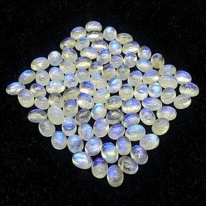 Piedra preciosa de piedra lunar arco iris natural, forma ovalada AAA + caduones de calidad para joyería, 08X06MM, 05 piezas . / lote