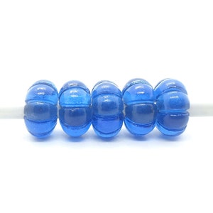 5Stk Lot,Blauer Hydro Edelstein Im europäischen Stil Große LochPerlen,Rondelle handgeschnitzte Kürbis Perlen,gebohrt geschnitzter Hydro Edelstein,5MM Loch,14x8MM