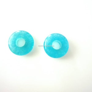 Apatite Jade Gemstone Fancy Stylist Washer Plain Rondelle Big Hole Loose Beads 2 Pcs 14X8 MM 5 MM hole