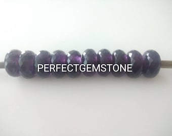 Natural Dark Purple Amethyst Gemstone Fancy Stylist Rondelle Big Hole Loose Beads 10 Pcs 14X8 MM 5 MM hole