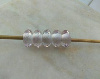 Natural Pink Amethyst Fancy Stylist Rondelle Big Hole Loose Beads 1 Pcs  14X8 MM 5 MM hole