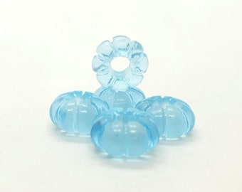 Swiss Blue Hydro European Style Carved Beads,Rondelle Shape Hand Carved Hydro Beads,Blue Hydro Beads For Charms/Bracelet/Necklace,14X8MM,1Pc