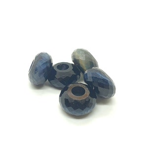 5Pc,Natural Blue Tiger&#39;s Eye European Style Classic Beads,Rondelle Shape Faceted Tiger&#39;s Eye Beads,Tigers Eye Bead For Charm/Bracelet,14X8MM