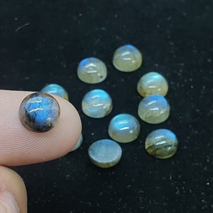 5 Pz. Lotto, Pietra preziosa di labradorite naturale, AAA + qualità Forma rotonda Blue Fire Labradorite Cabochon Pietre preziose, 8X8MM Cabochon di labradorite liscia