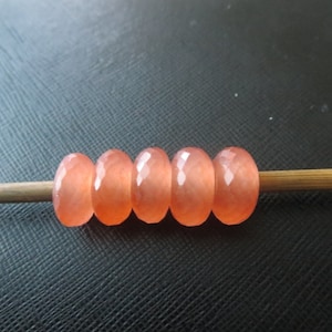 Peach jade Gemstone Fancy Stylist Rondelle Big Hole Loose Beads 5 Pcs 14X8 MM 5 MM hole