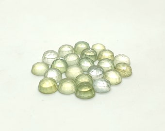 5Pc,Natural Prehnite Flat Rose Cut Gemstone,Round Shape Faceted Prehnite Stone,Prehnite Cuts For Rings/Earrings/Necklace/Bracelet/Pendan,6MM