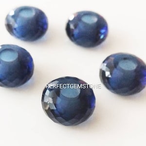 Kynite Blue Quartz Fancy Stylist Rondelle Big Hole Loose Beads 5 Pcs  14X8 MM 5 MM hole