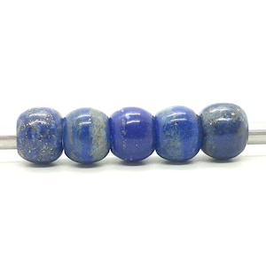 5Stk Lot, Natürliche Lapis lazuli Edelstein European Style Große Loch Perlen, runde glatte Perlen, gebohrter Edelstein, 5MM Loch Perlen,10x10MM