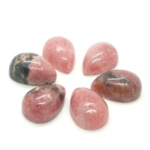 Pietra preziosa rodonite naturale, pietra preziosa di qualità AAA, gemma cabochon rodonite liscia a forma di pera, 13x9m, 1pc.