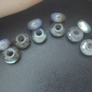 Natural Labradorite Gemstone Fancy Stylist Rondelle Big Hole Loose Beads 1 Pcs 14X8 MM 5 MM hole