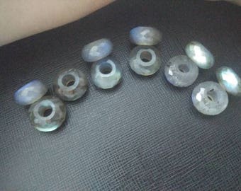 Natural Labradorite Gemstone Fancy Stylist Rondelle Big Hole Loose Beads 1 Pcs 14X8 MM 5 MM hole