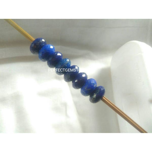 Natural Lapis lazuli Fancy Stylist Rondelle Big Hole Loose Beads 8 Pcs  14X8 MM 5.00 MM hole