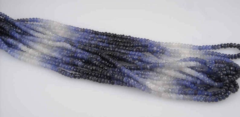 Natural Blue Sapphire Multy Shaded Rondelle Beads Faceted 3.50 mm 14 inches String-1 String