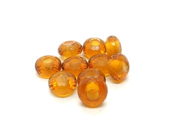 10Pcs,Peridot Green Hydro European Style Classic Beads,Rondelle Shape Faceted Green Hydro Beads,Green Hydro Bead For Charm/Bracelet,14X8MM