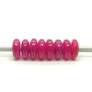 8Pcs,Dark Pink Jade European Style Spacer Beads,Rondelle Shape Smooth Pink Jade Beads,Dark Pink Jade Bead For Charm/Bracelet/Necklace,14X6MM