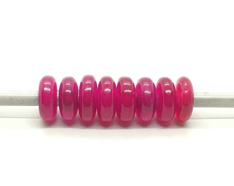 8Pcs,Dark Pink Jade European Style Spacer Beads,Rondelle Shape Smooth Pink Jade Beads,Dark Pink Jade Bead For Charm/Bracelet/Necklace,14X6MM