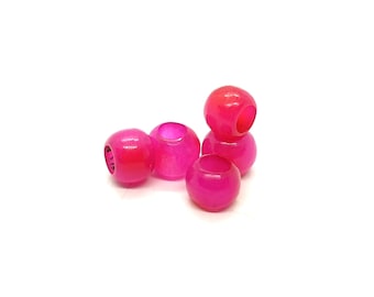 5Pcs, Rose-Rose Naturelle Calcédoine Entretoise Européenne Perles d’espacement, Forme Ronde Perles de Calcédoine Rose Lisse, Perles de Calcédoine Pour Charms / Bracelet, 10MM
