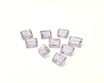 5Pc Lot, Natural Pink Amethyst Gemstone, AAA+ Quality Pink Amethyst, Rectangle Cushion Shape Faceted Pink Amethyst,February Birthstone,9X7MM