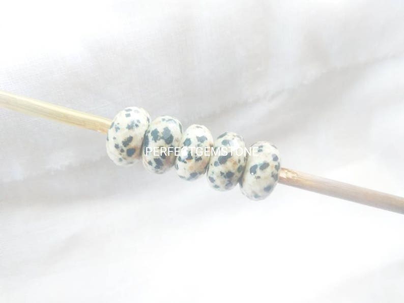 Natural Dalmatian Jasper Gemstone Fancy Stylist Rondelle Big Hole Loose Beads 1 Pcs 14X8 MM 5 MM hole