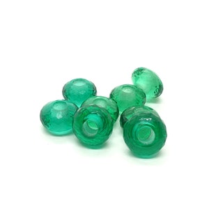 10Pcs,Green Hydro European Style Classic Beads,Rondelle Shape Faceted Green Hydro Beads,Green Hydro Bead For Charm/Bracelet/Necklace,14X8MM