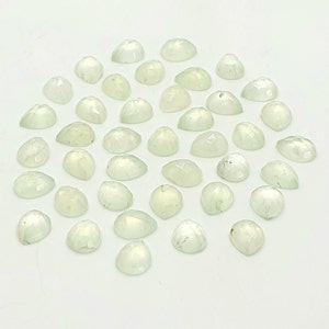 Lotto da 5 pezzi, pietra preziosa prehnite naturale, gemme di phrehnite di qualità AAA +, pietra preziosa prehnite a forma di rosa piatta a forma di pera, prehnite sfaccettata 8X6MM