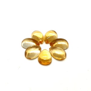 Lotto 5 Pz., Pietra preziosa citrino naturale, Cabochon citrino di qualità AAA +, Cabochon citrino giallo liscio a forma di pera, pietra di nascita di novembre, 10X7MM