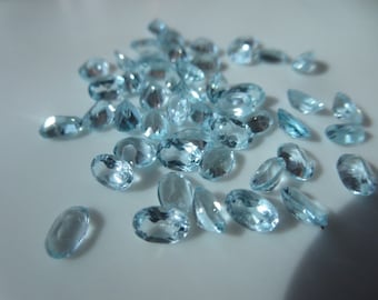 Natuurlijk hemelsblauwe topaas ovaal 6 x 4 mm - 50 stuks