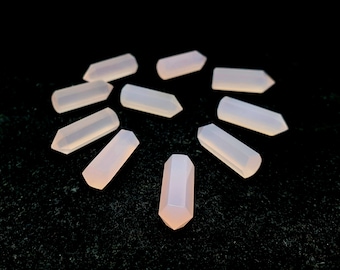Piedra preciosa de calcedonia rosa natural, curación de calcedonia de calidad AAA +, gemas de calcedonia en forma de lápiz, excelente curación de lápiz cortado, 20X06MM, 1Pc