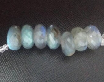 Natural Labradorite Gemstone Fancy Stylist Rondelle Big Hole Loose Beads 5 Pcs 14X8 MM 5 MM hole