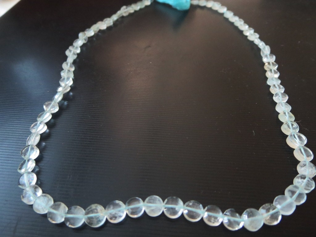 Aquamarine Faceted Coin 5.00-5.50 mm 14 inches string | Etsy