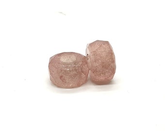 2Pc,Natural Strawberry Quartz European Style Beads,Rondelle Shape Special Cut Quartz Beads,Quartz Beads For Charm/Bracelet/Necklace,14X8MM