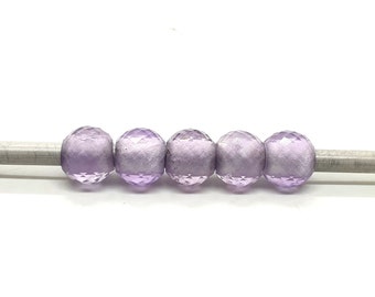 5Pcs,Natural Pink Amethyst European Style Classic Beads,Round Shape Faceted Pink Amethyst Beads,Cut Amethyst Beads For Charms/Bracelet,12MM