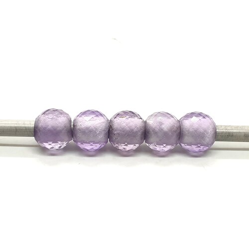 5Pcs,Natural Pink Amethyst European Style Classic Beads,Round Shape Faceted Pink Amethyst Beads,Cut Amethyst Beads For Charms/Bracelet,12MM