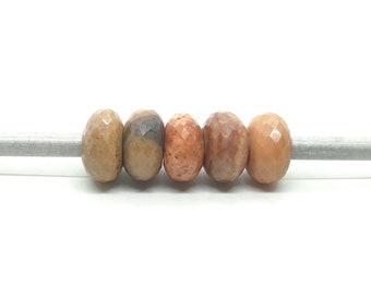 5Pc,Natural Green Jasper European Style Classic Beads,Rondelle Shape Faceted Jasper Beads,Jasper Cut Bead For Charms/Bracelet/Pendant,14X8MM