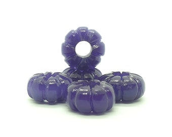 Purple Jade European Style Carved Beads, Rondelle Shape Hand Carved Jade Beads, Purple Jade Beads For Charms/Bracelet/Necklace, 14X8MM, 1Pc