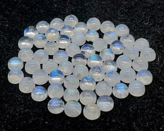 5 Pcs Bag, Natural Rainbow Moonstone Cabochons, AAA Quality Rainbow Moonstone Cabochons, 4MM Round Shape Moonstone June Birthstone Cabochons