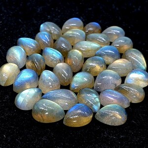 Lotto 5Pc, Cabochon Labradorite Naturale, Cabochon Labradorite di qualità AAA +, Pietra preziosa Labradorite liscia a forma di pera, Cabochon per gioielli, 12X08MM
