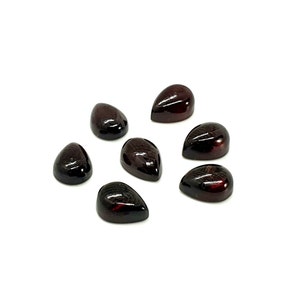 5 Pcs Lot, Natural Garnet Gemstone, AAA+ Quality Garnet Cabochons, Pear Shape Smooth Red Garnet Cabochons, Pear January Birthstones, 8X6MM