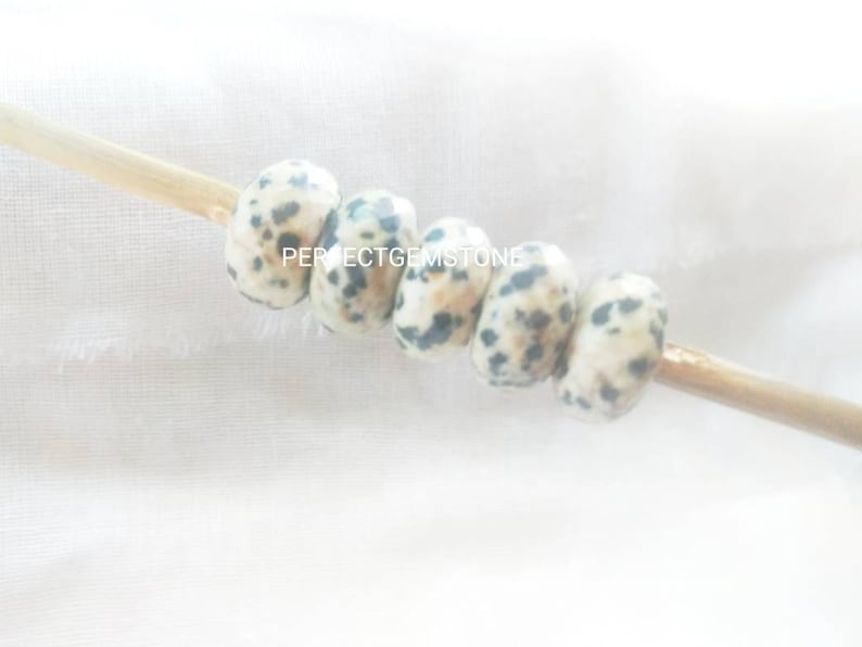 Natural Dalmatian Jasper Gemstone Fancy Stylist Rondelle Big Hole Loose Beads 1 Pcs 14X8 MM 5 MM hole