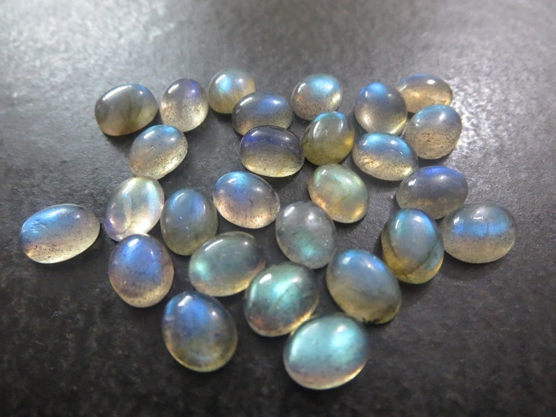 10.50 Cts Natural Labradorite Oval Cabochon 7X9 mm 5 Pcs